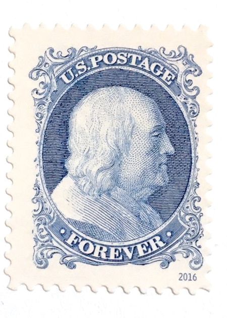 100 Blue Forever Classics Postage Stamps Unused Vintage Style Benjamin Franklin Forever Stamps Classical Blue Forever Stamps for Mailing